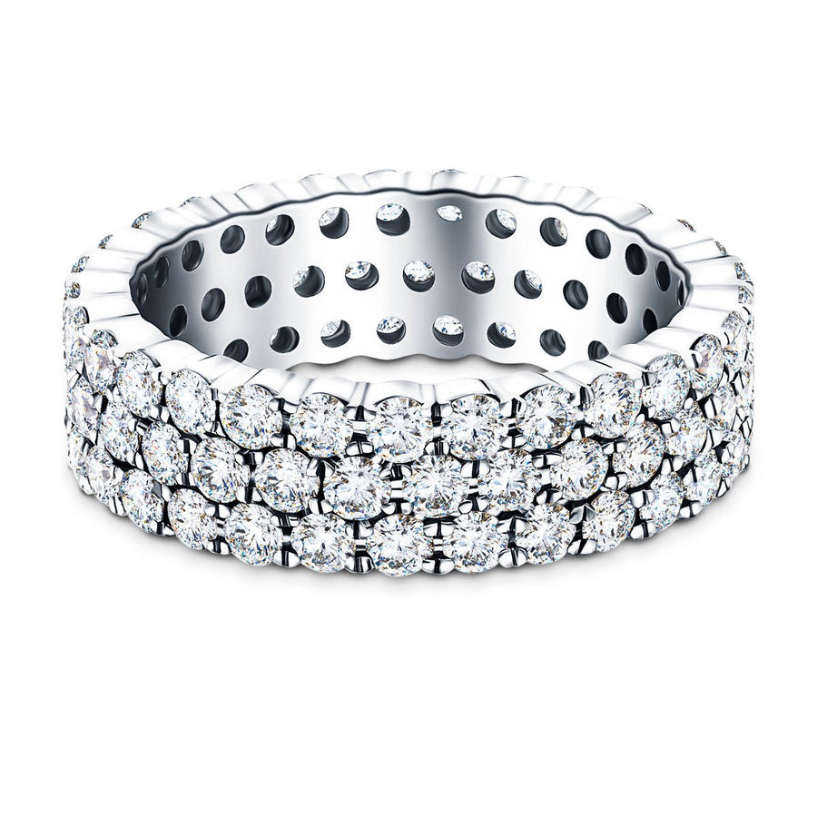 Three Row Lab Diamond Full Eternity Ring 3.00ct G/VS in 18k White Gold - After Diamonds