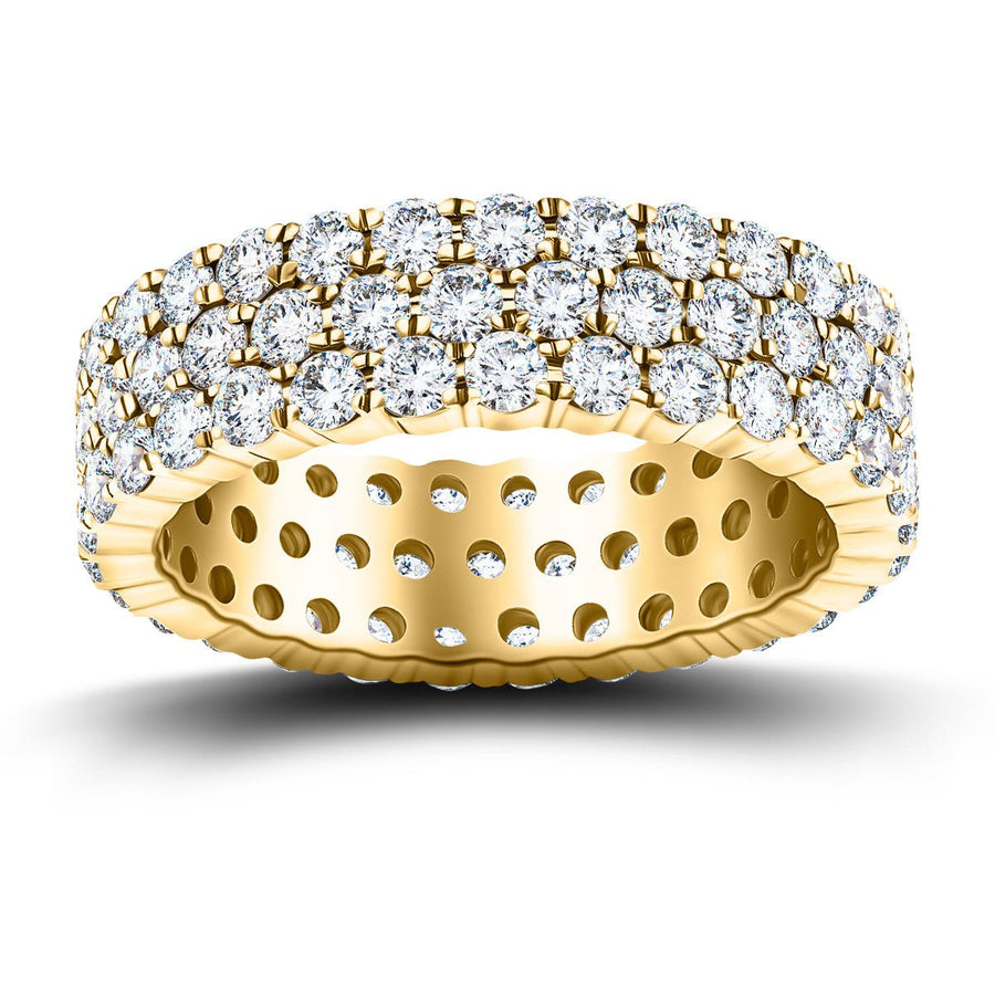 Three Row Lab Diamond Full Eternity Ring 3.00ct G/VS in 9k Yellow Gold - After Diamonds