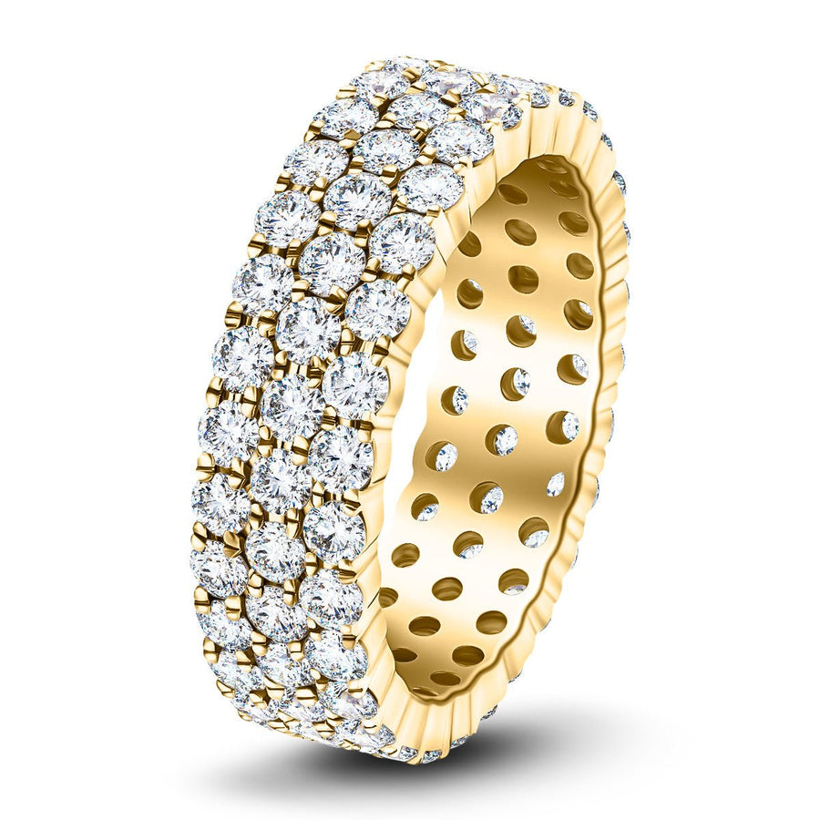 Three Row Lab Diamond Full Eternity Ring 3.00ct G/VS in 9k Yellow Gold - After Diamonds