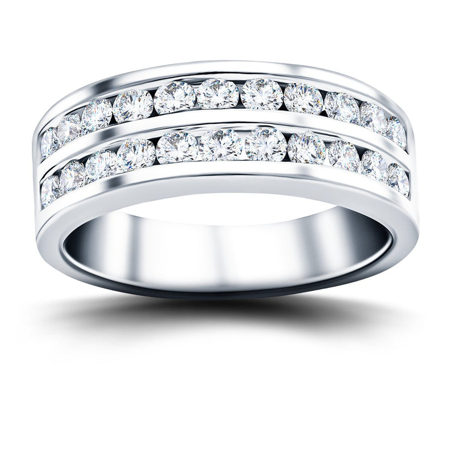 Two Row Channel Set Lab Diamond Half Eternity Ring 0.50ct G/VS in 18k White Gold - After Diamonds