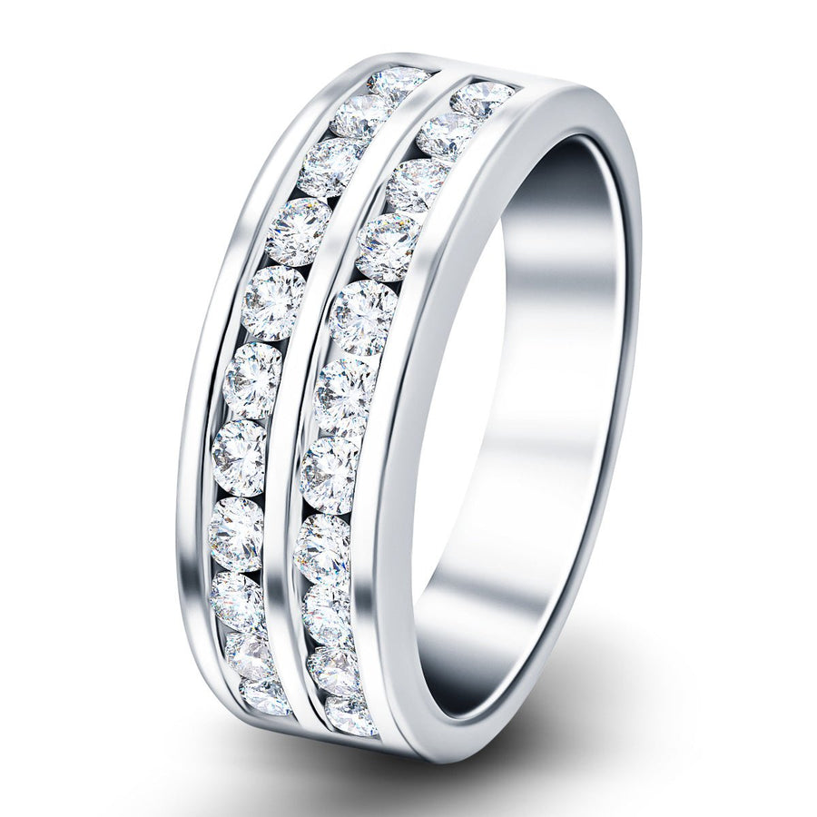 Two Row Channel Set Lab Diamond Half Eternity Ring 0.50ct G/VS in 18k White Gold - After Diamonds