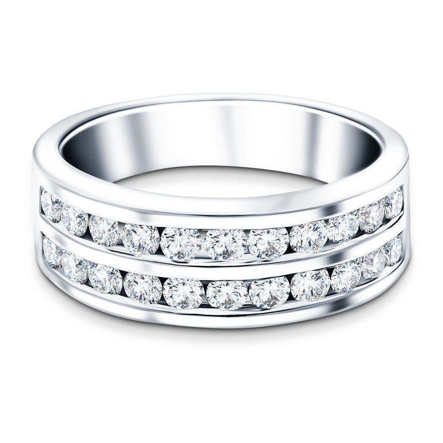 Two Row Channel Set Lab Diamond Half Eternity Ring 0.50ct G/VS in 18k White Gold - After Diamonds