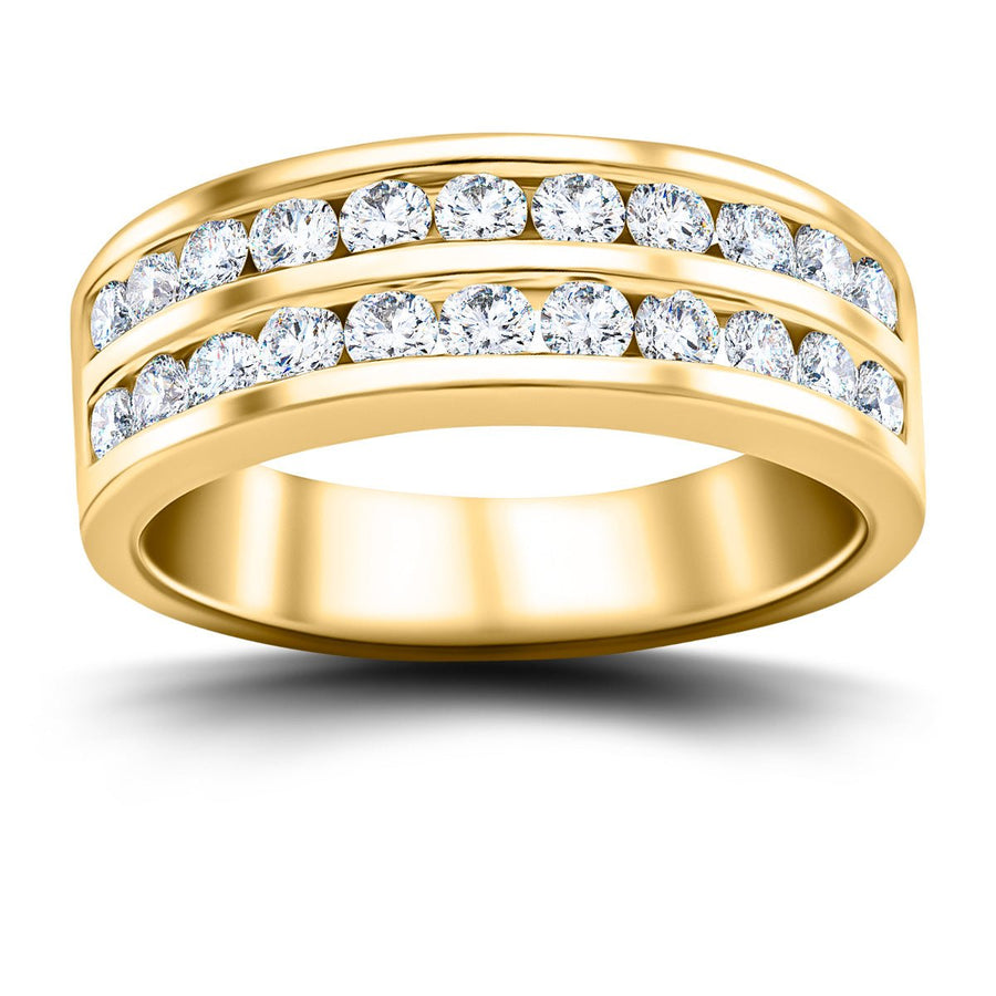 Two Row Channel Set Lab Diamond Half Eternity Ring 0.50ct G/VS in 18k Yellow Gold - After Diamonds