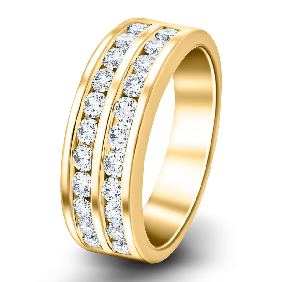 Two Row Channel Set Lab Diamond Half Eternity Ring 0.50ct G/VS in 18k Yellow Gold - After Diamonds