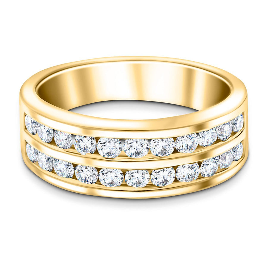 Two Row Channel Set Lab Diamond Half Eternity Ring 0.50ct G/VS in 18k Yellow Gold - After Diamonds