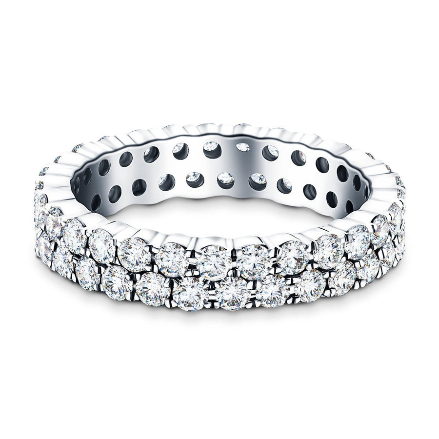 Two Row Lab Diamond Full Eternity Ring 2.00ct G/VS in 18k White Gold - After Diamonds