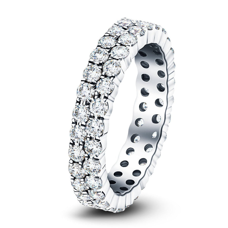 Two Row Lab Diamond Full Eternity Ring 2.00ct G/VS in 18k White Gold - After Diamonds