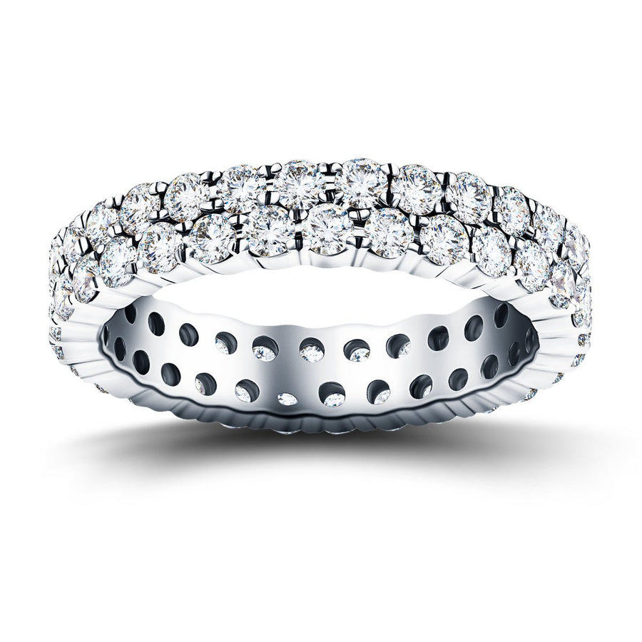 Two Row Lab Diamond Full Eternity Ring 2.00ct G/VS in 18k White Gold - After Diamonds