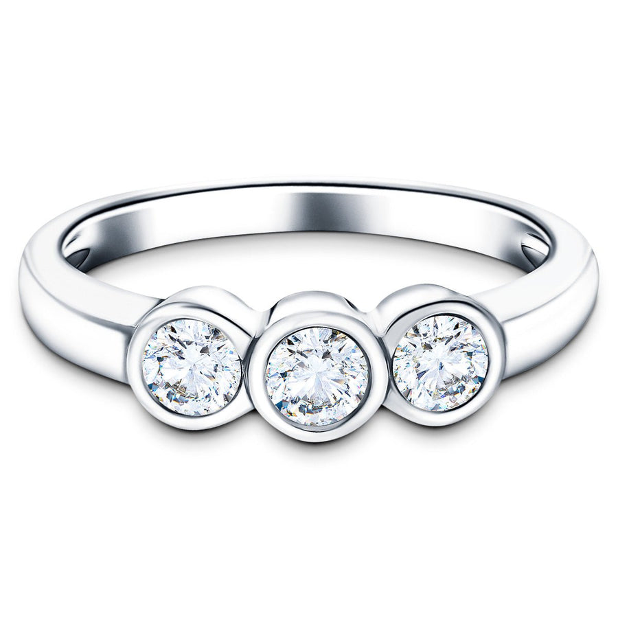 Zara Three Stone Bezel Lab Diamond Engagement Ring 0.25ct G/VS 18k White Gold - After Diamonds