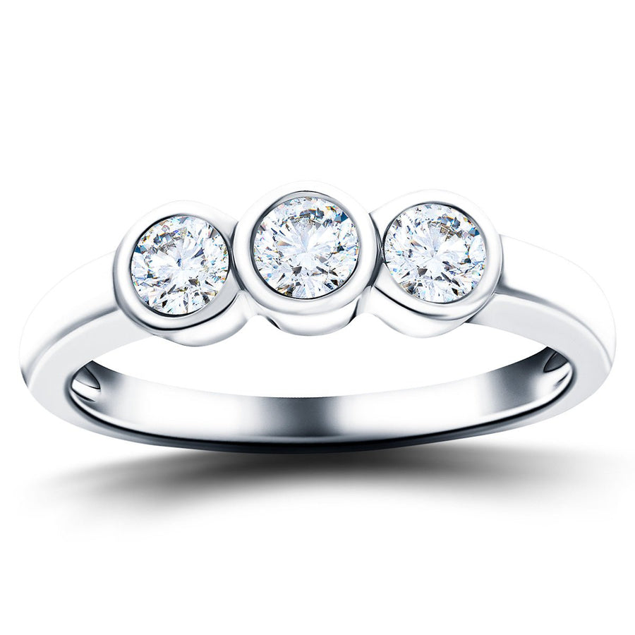 Zara Three Stone Bezel Lab Diamond Engagement Ring 0.25ct G/VS 9k White Gold - After Diamonds